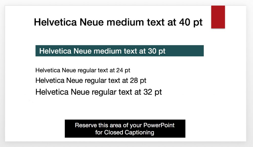Graphic of a PowerPoint slide with large text, 24 pt to 40 pt