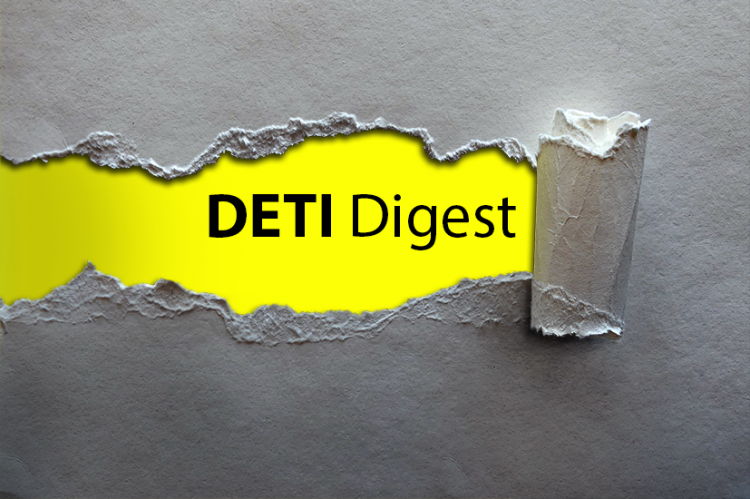 Image a paper peeling away from a wall with DETI Digest logo