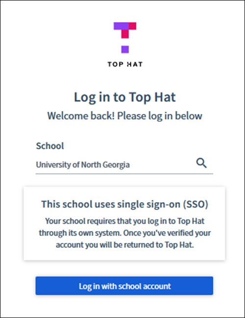 Image of Top Hat login page