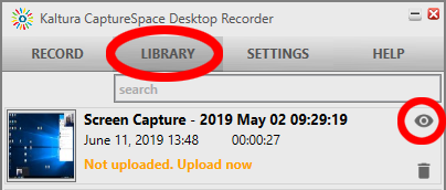 Screenshot of the Libray section of CaptureSpace