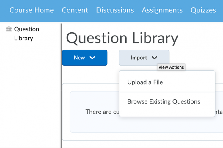 Screenshot of the Question Library
