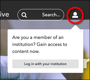 screenshot of log in icon (person) on right side