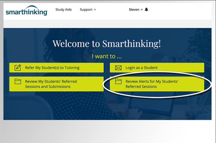 Screenshot of Smarthinking web interface for instructors