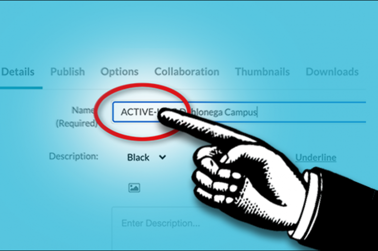 cartoon finger points to the word ACTIVE- in the file name of a video in D2L