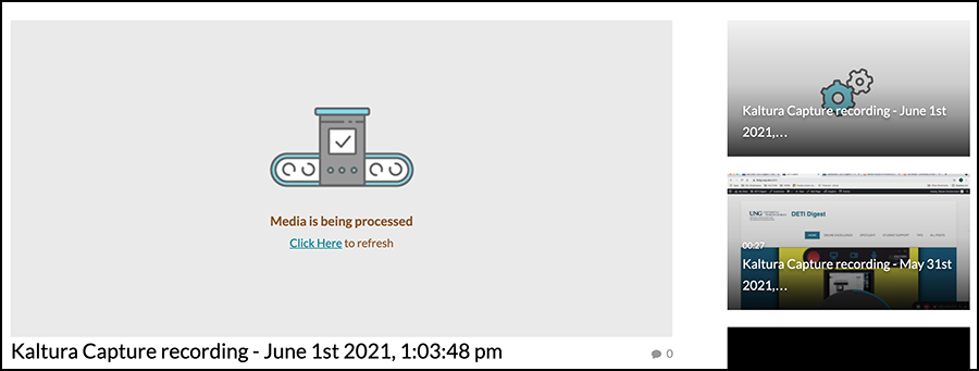 Turning gears and conveyer belt seen on My Media in D2L.