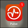 Pulse app on device screen with number 1 in corner indicating a notification