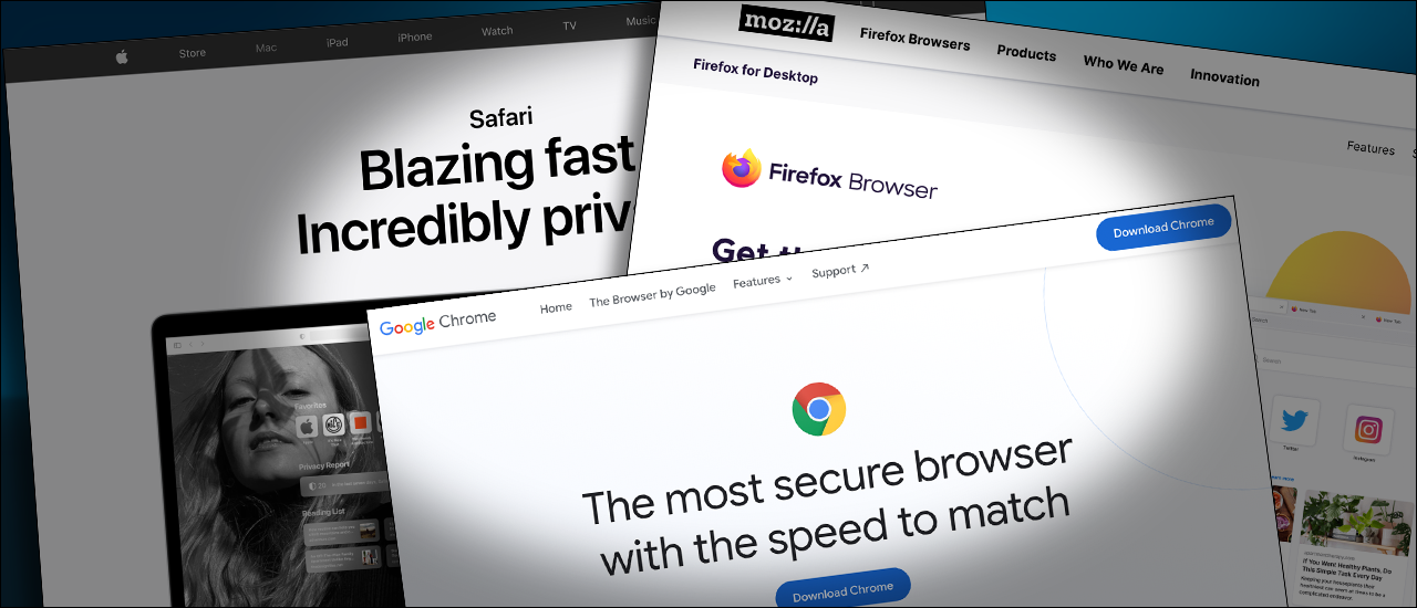 homepages or Safari, Chrome, and Firefox web browsers