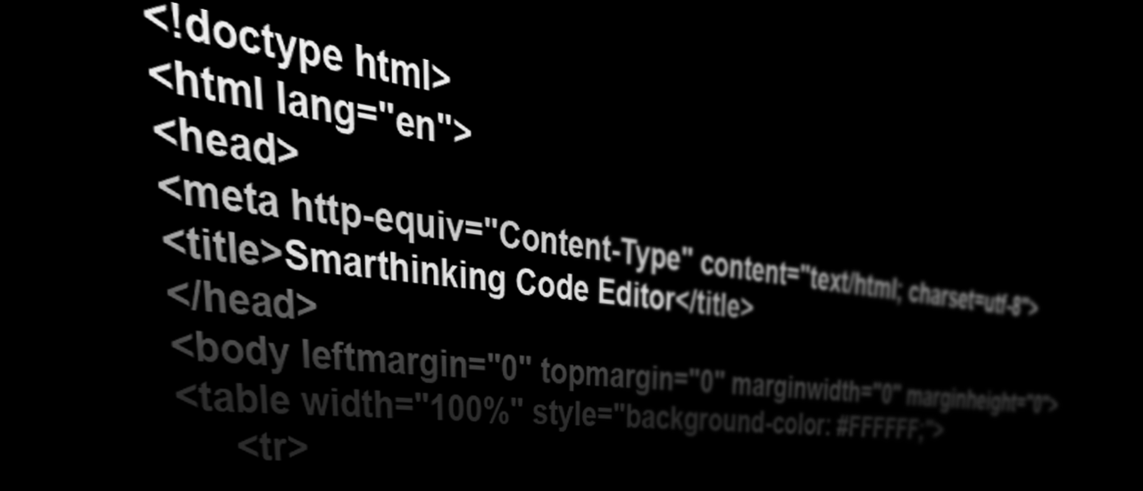 HTML code on a black background