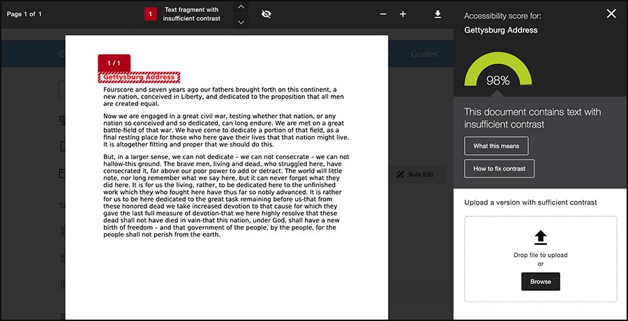 The Ally window shows the open Word document, the red headline is highlighted. Ally links and tools are on the right side. 