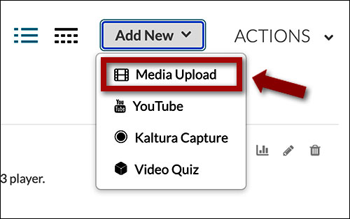 Add New button on the top right side of My Media, next to Actions buton.