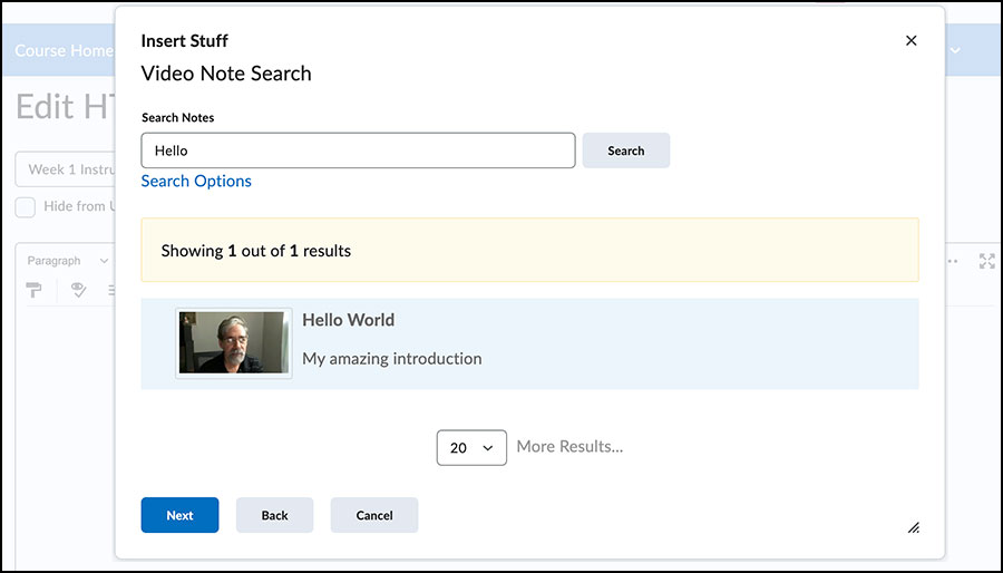 Use a keyword search to find a recorded Video Note.
