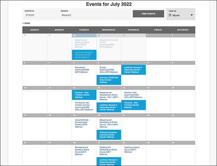 calendar of July events