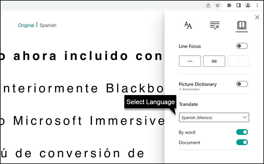 Reading Preferences does include translate. Select a language from the drop-down menu, toggle switches for by translate by word or the document.
